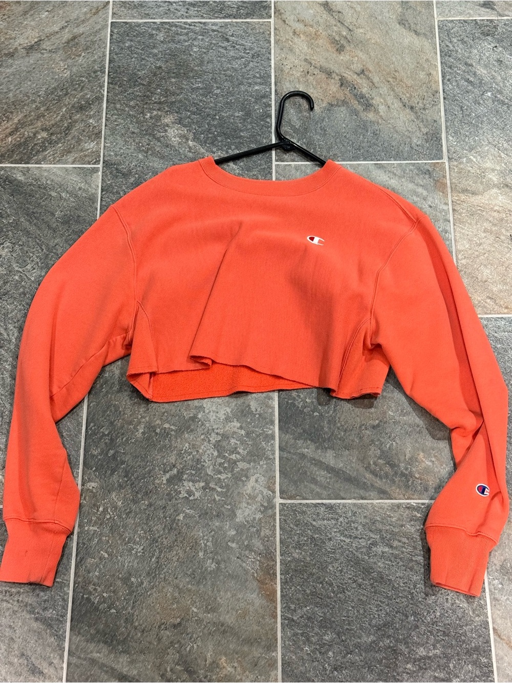 Champion Women's Cropped Crewneck Sweatshirt - Pink/Orange